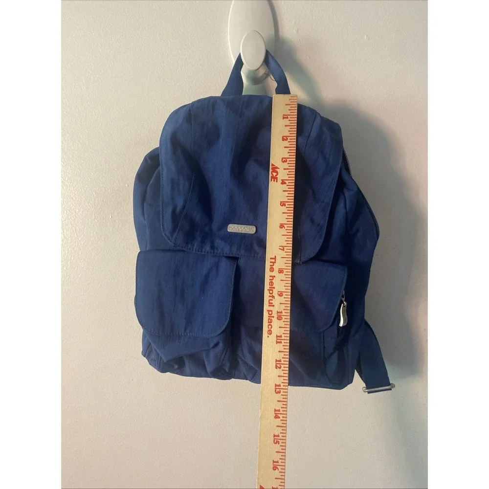 Baggallini Womens Mission Backpack Travel Bag Blue Nylon